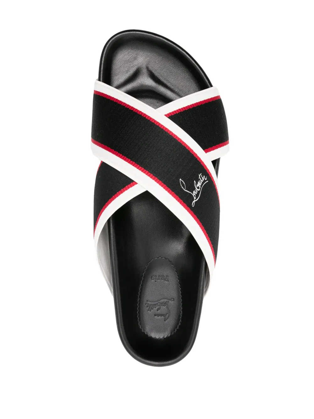 Christian Louboutin Hot Cross Bizz Striped Slides | Black