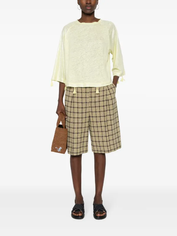 Max & Moi tassel-detail Linen Jersey Top | Yellow | FARFETCH CA