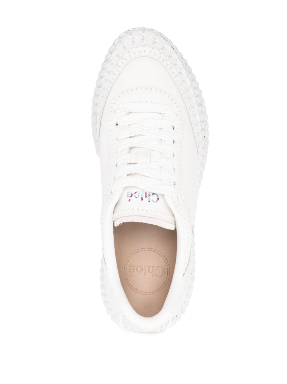 Shop Chloé Nama Whipstitch-detailed Sneakers In White