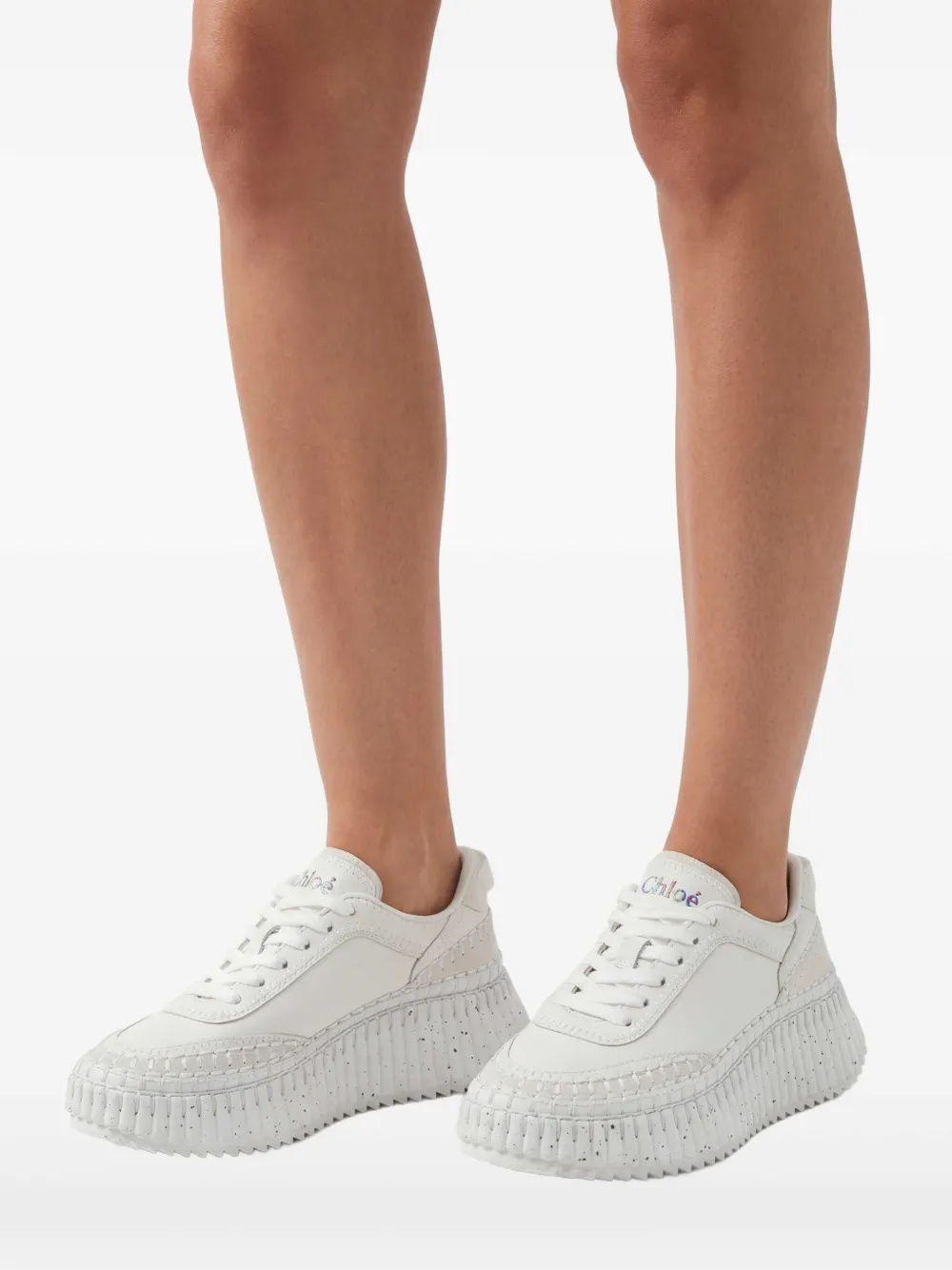  Chloé Baskets Nama à Détails De Surpiqûres - Blanc 