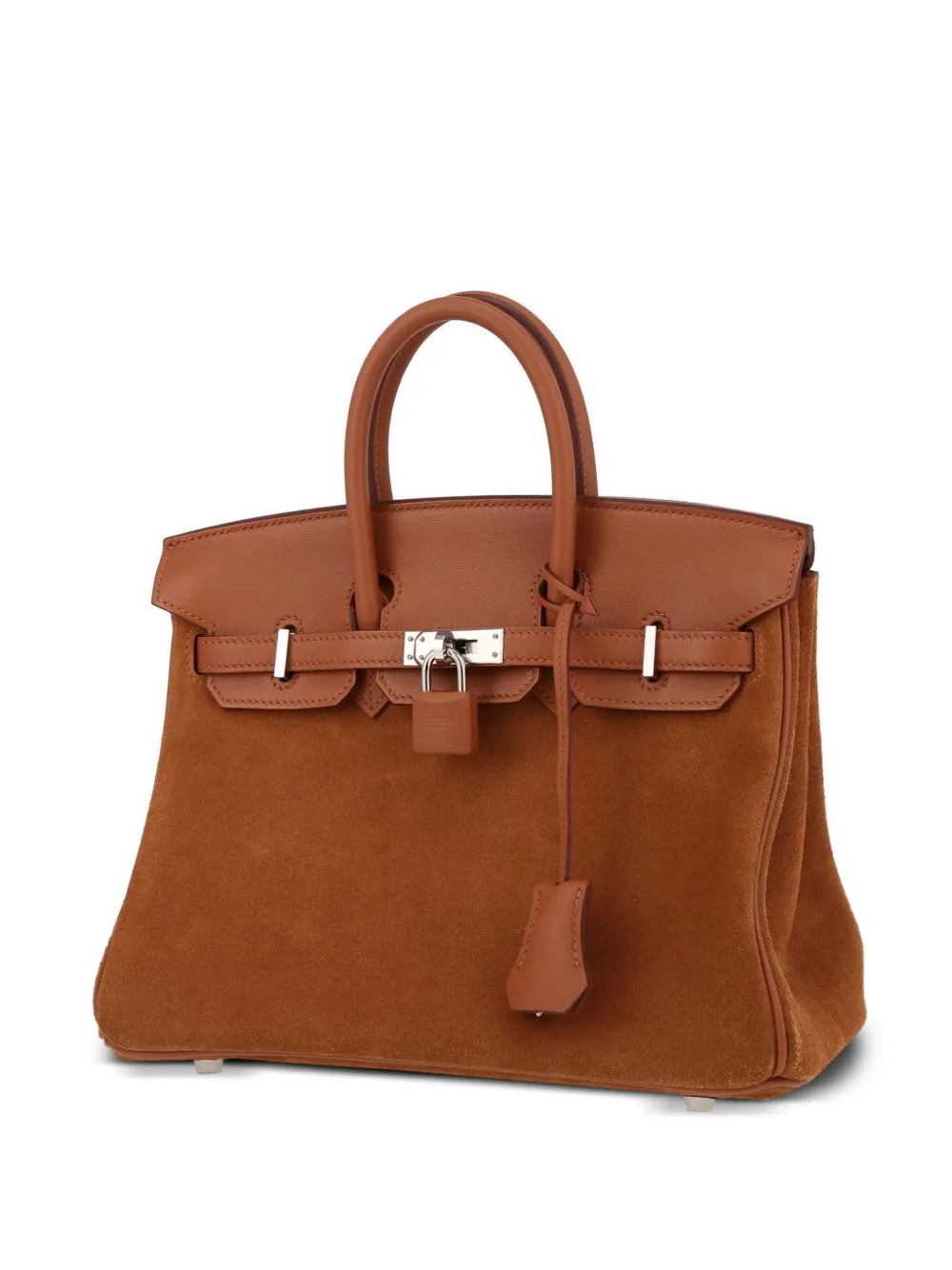 Pre-owned Hermes 2022 Birkin Grizzly 25 Handbag In Brown