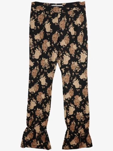 Rokh rose-print tied-hem trousers