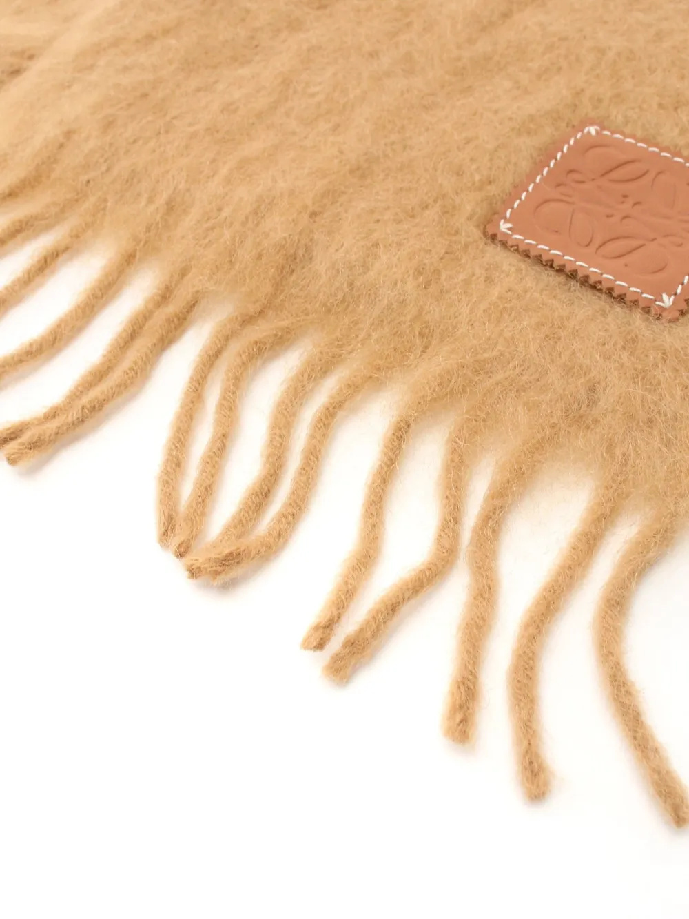 Loewe Pre-Owned 2000s Anagram-appliqué fringed scarf - Light Brown