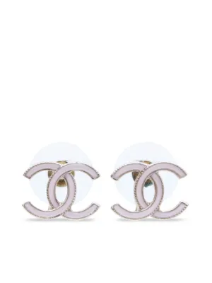Cc stud shop white earrings