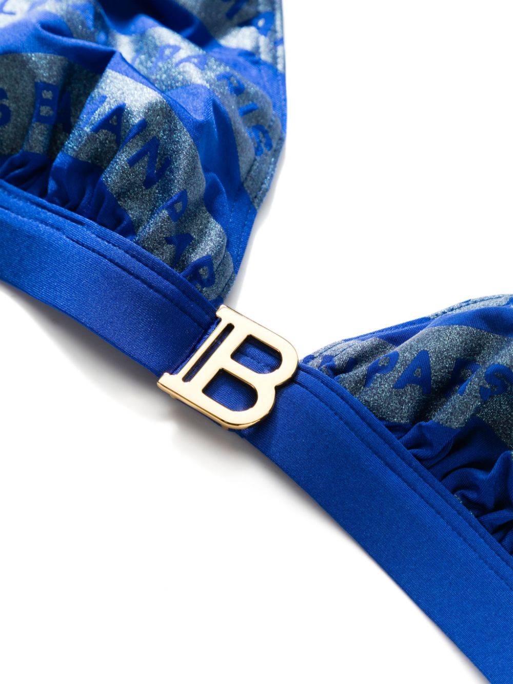 Shop Balmain Logo-print Triangle Bikini Set In Blue
