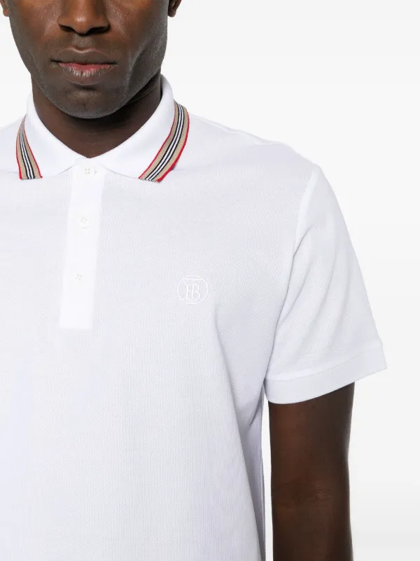 Tシャツ・カットソー BURBERRY Men Polo Shirts 8095105 B8764 CHALK WHITE Logo Collar Cotton Polo Shirt in Chalk white - Men