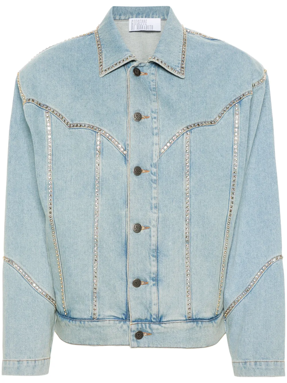 Giuseppe Di Morabito Crystal-embellished Denim Jacket In Blue