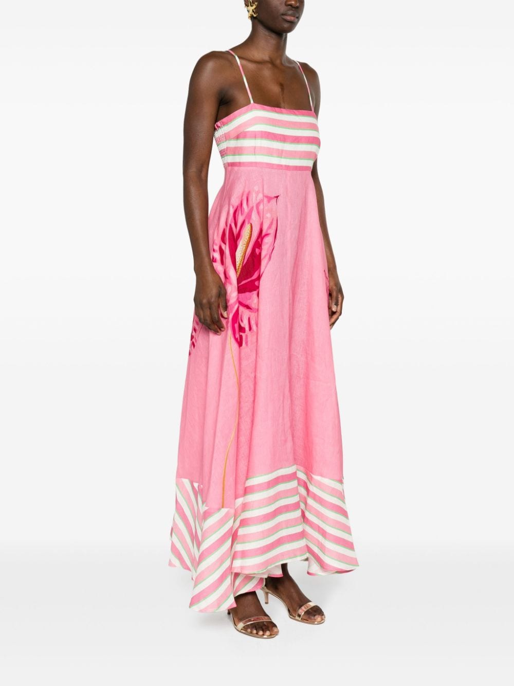 Shop Aston Studio Rue Linen Maxi Dress In Pink