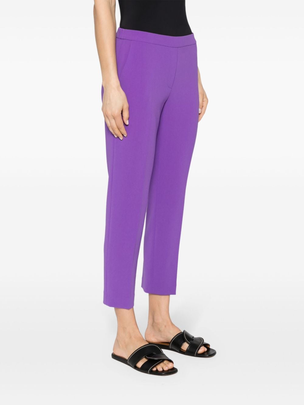 Shop Theory Slim-fit Cropped Crepe Trousers In Purple