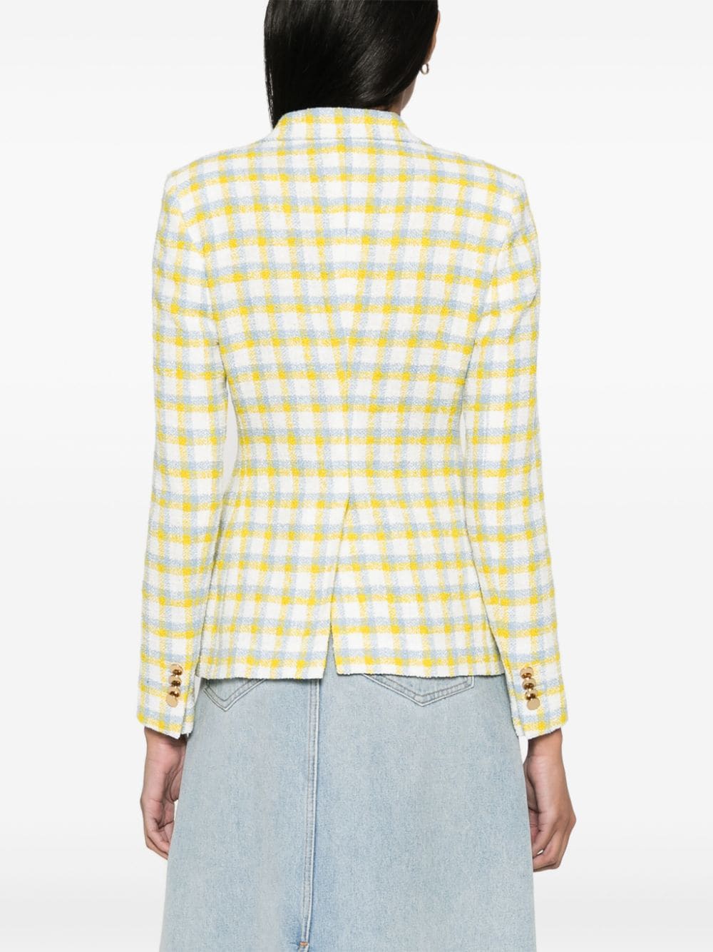 Shop Tagliatore Checked Double-breasted Blazer In Yellow