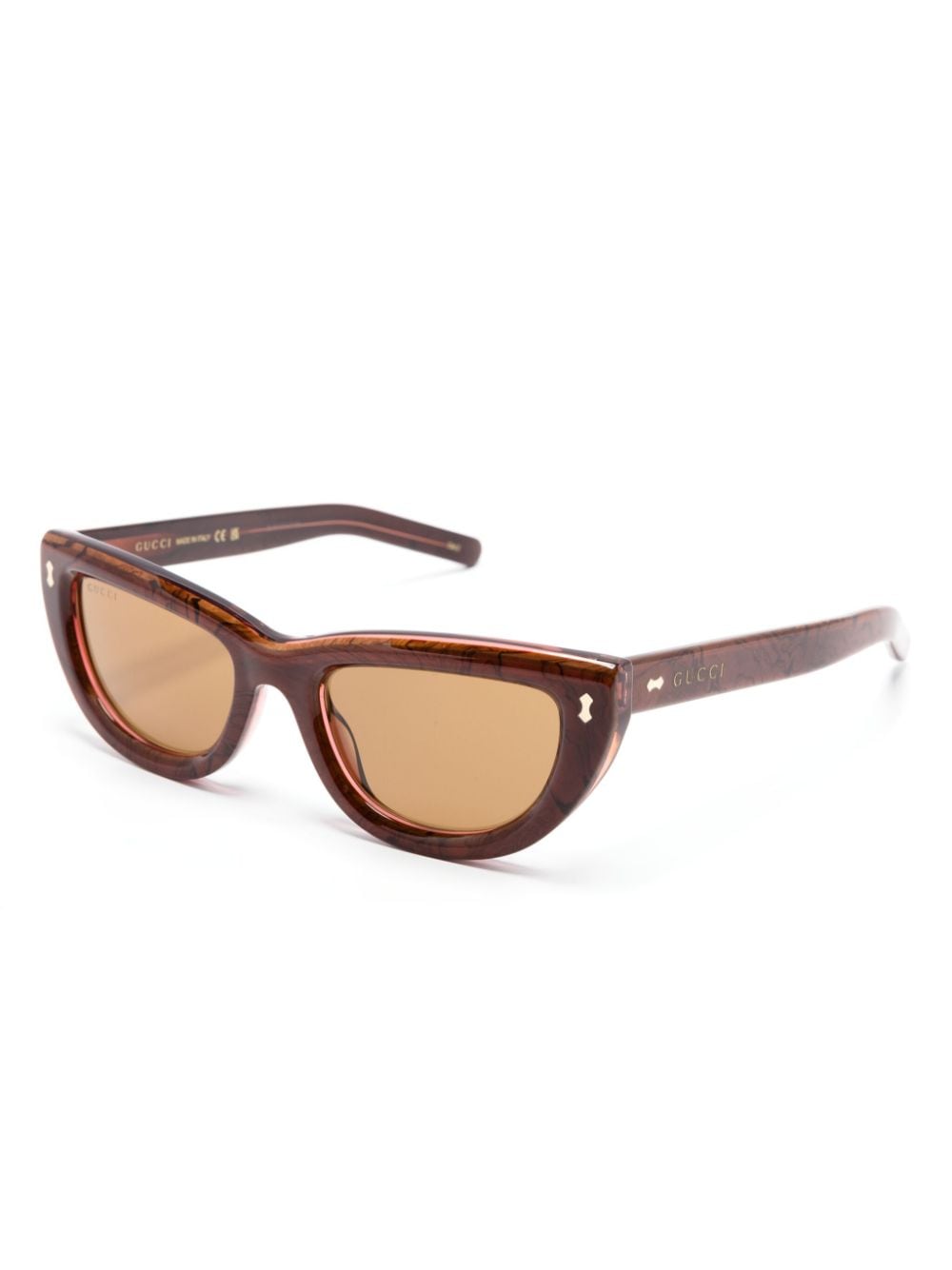 Shop Gucci Logo-engraved Cat-eye Sunglasses In Brown