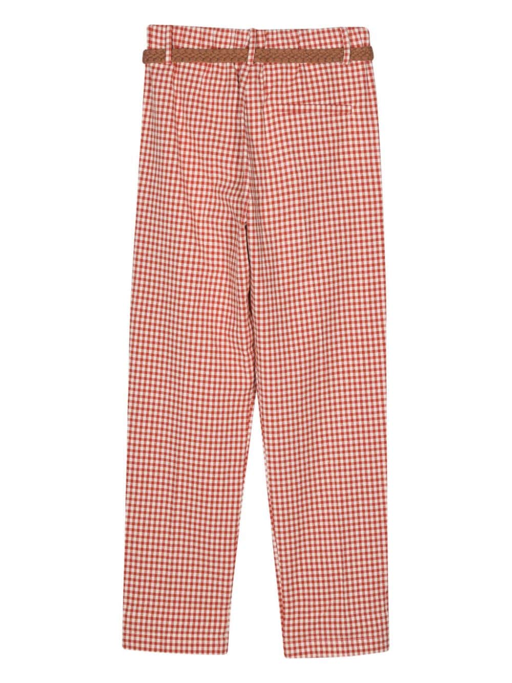 Shop Alysi Gingham Check Belted Trousers In Red