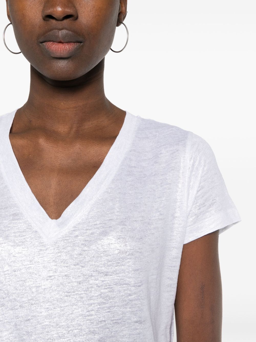 Shop Max & Moi Glitter-detail Linen T-shirt In White