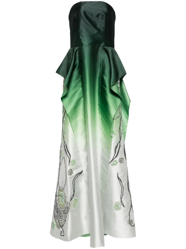 green emerald velvet dress Charming Mermaid V Neck Green Teal Gradient Sequins Prom Dress with Slit  AB24122712 main image 1