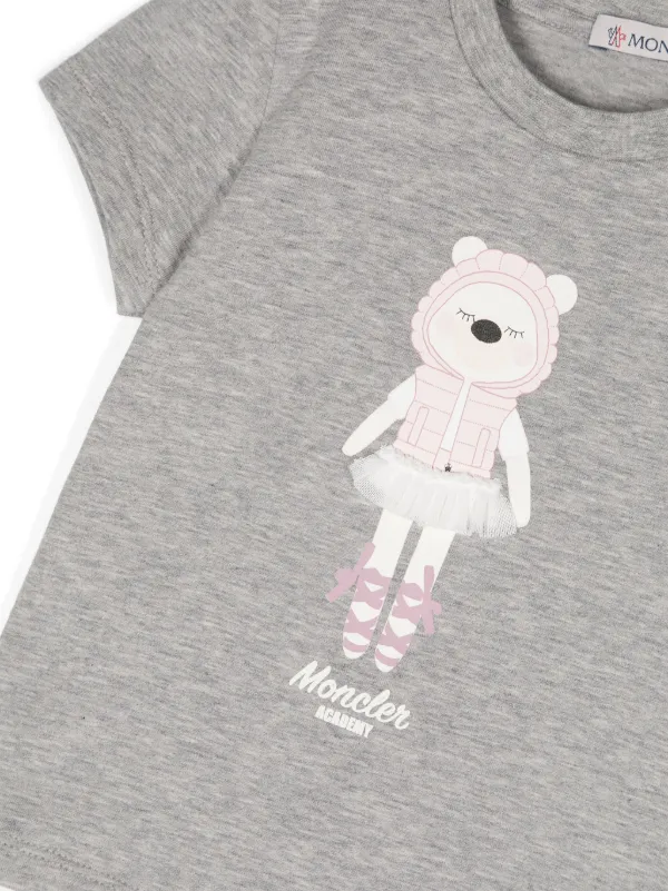 Moncler Enfant Teddy-Bear-print Cotton T-shirt | Grey | FARFETCH