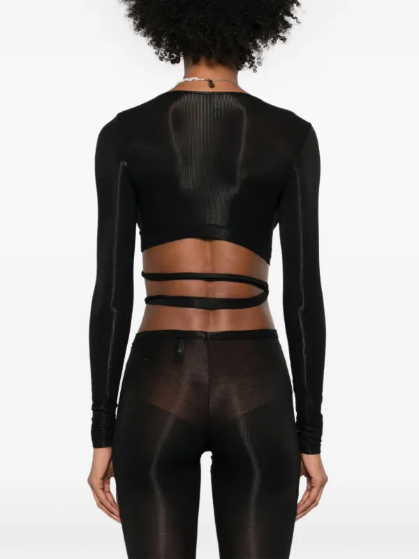La Femme Amazone ribbed wrap blouse