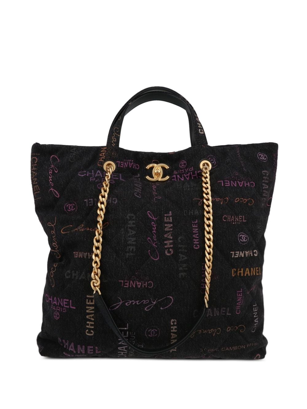 Pre-owned Chanel 2023 Shopping Denim Tote Bag In Black