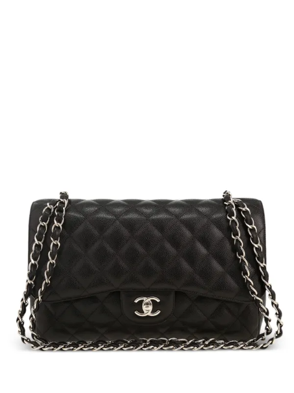 CHANEL Pre-Owned 2017 Double Flap Jumbo Shoulder Bag | Black