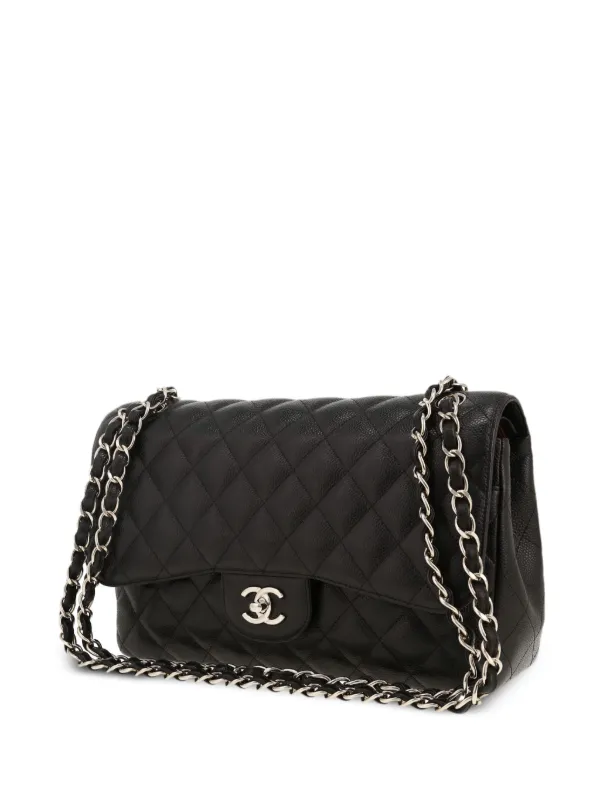 CHANEL Pre-Owned 2017 Double Flap Jumbo Shoulder Bag | Black