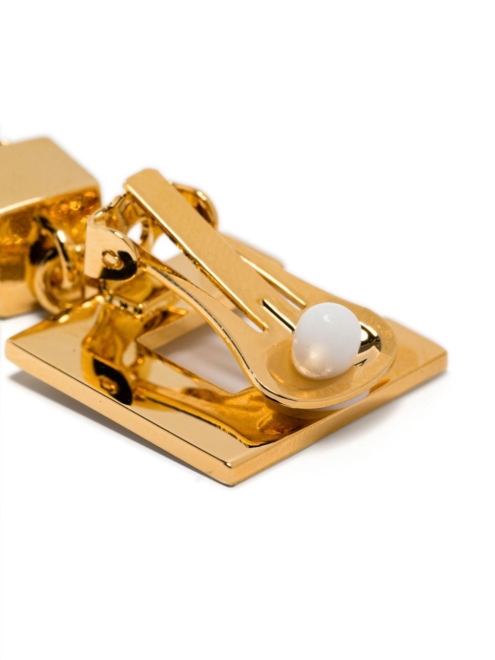 Shop Elisabetta Franchi Logo-plaque Dangle Clip-on Earrings In Gold