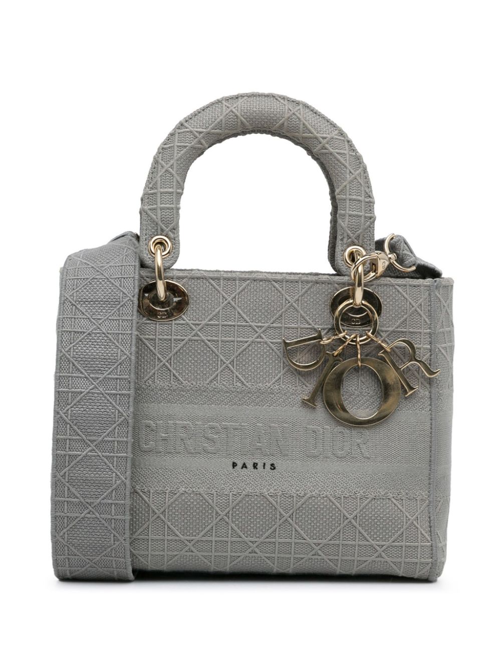 Pre-owned Dior 2020 Medium Cannage Lady D-lite Two-way Handbag In 灰色