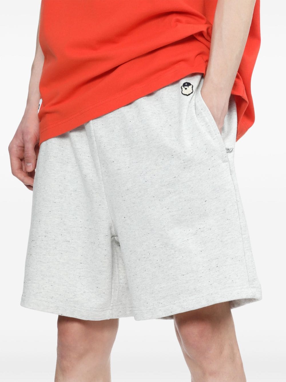 Shop Chocoolate Logo-embroidered Cotton Shorts In Grey