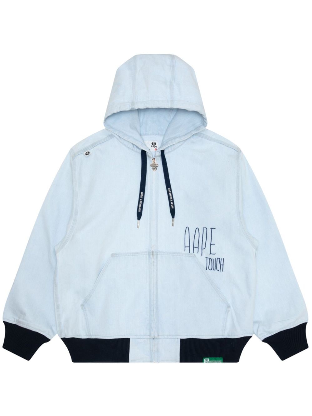 AAPE BY *A BATHING APE embroidered denim jacket Blauw