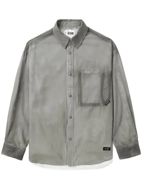 izzue slogan-embroidered cotton shirt