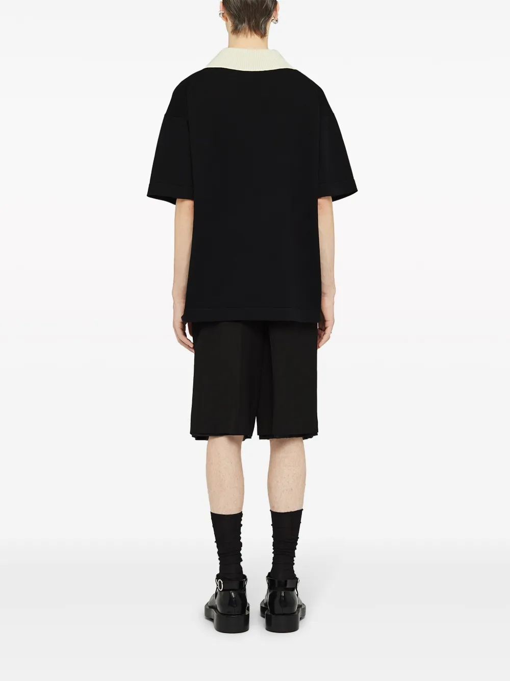 Shop Jil Sander Cotton Knit Polo Shirt In 001 Black