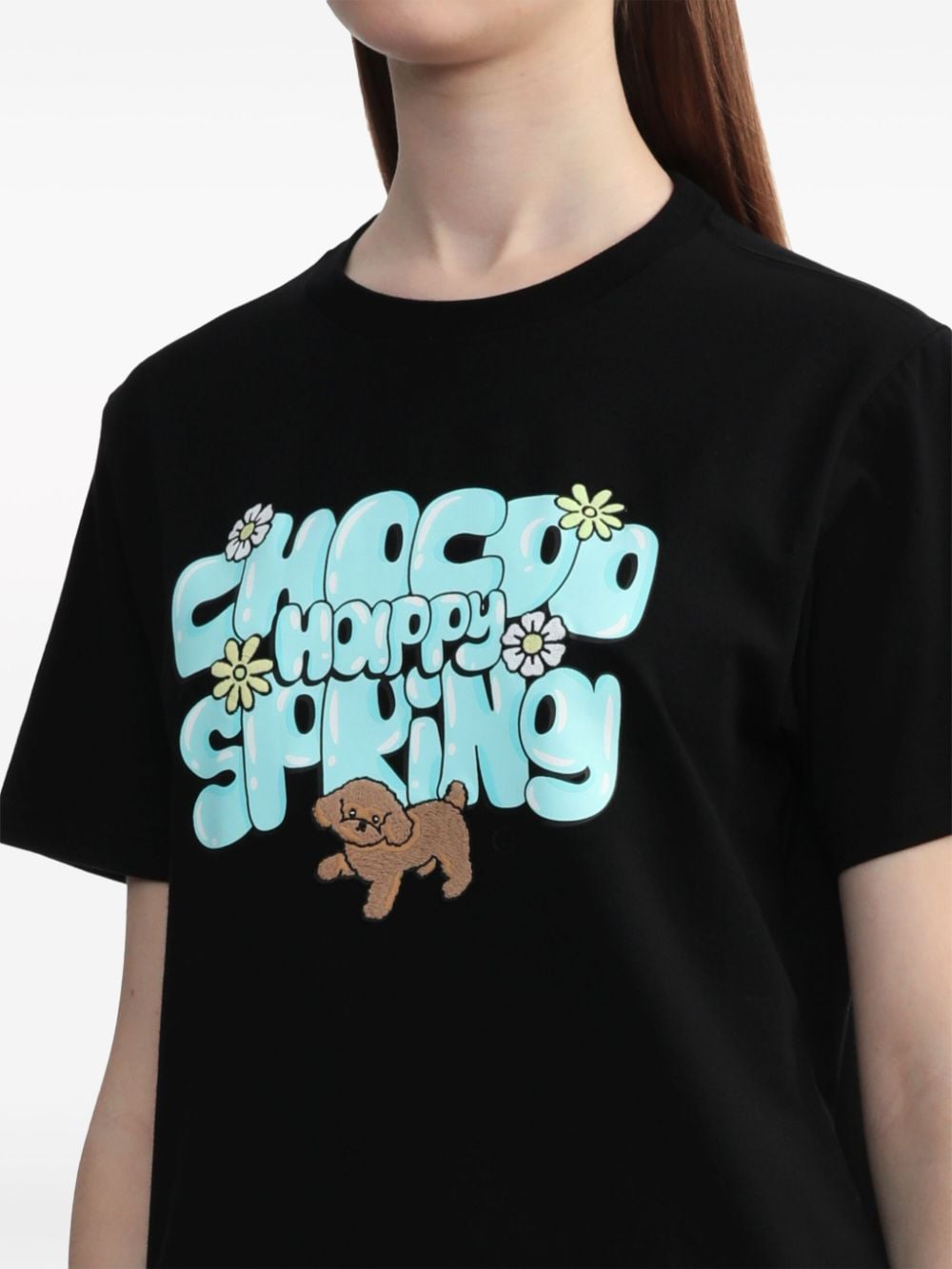 Shop Chocoolate Slogan-print Stretch-cotton T-shirt In Black