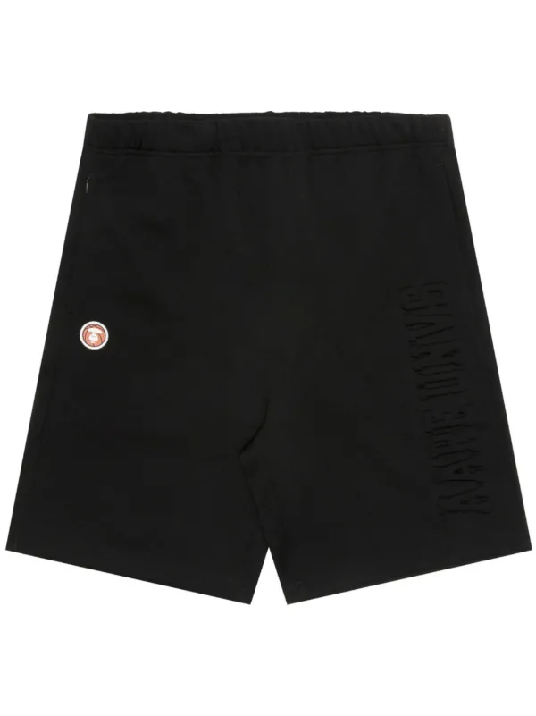 AAPE BY A BATHING APE Stretchbund Shorts Mit Logo Pragung Schwarz FARFETCH DE