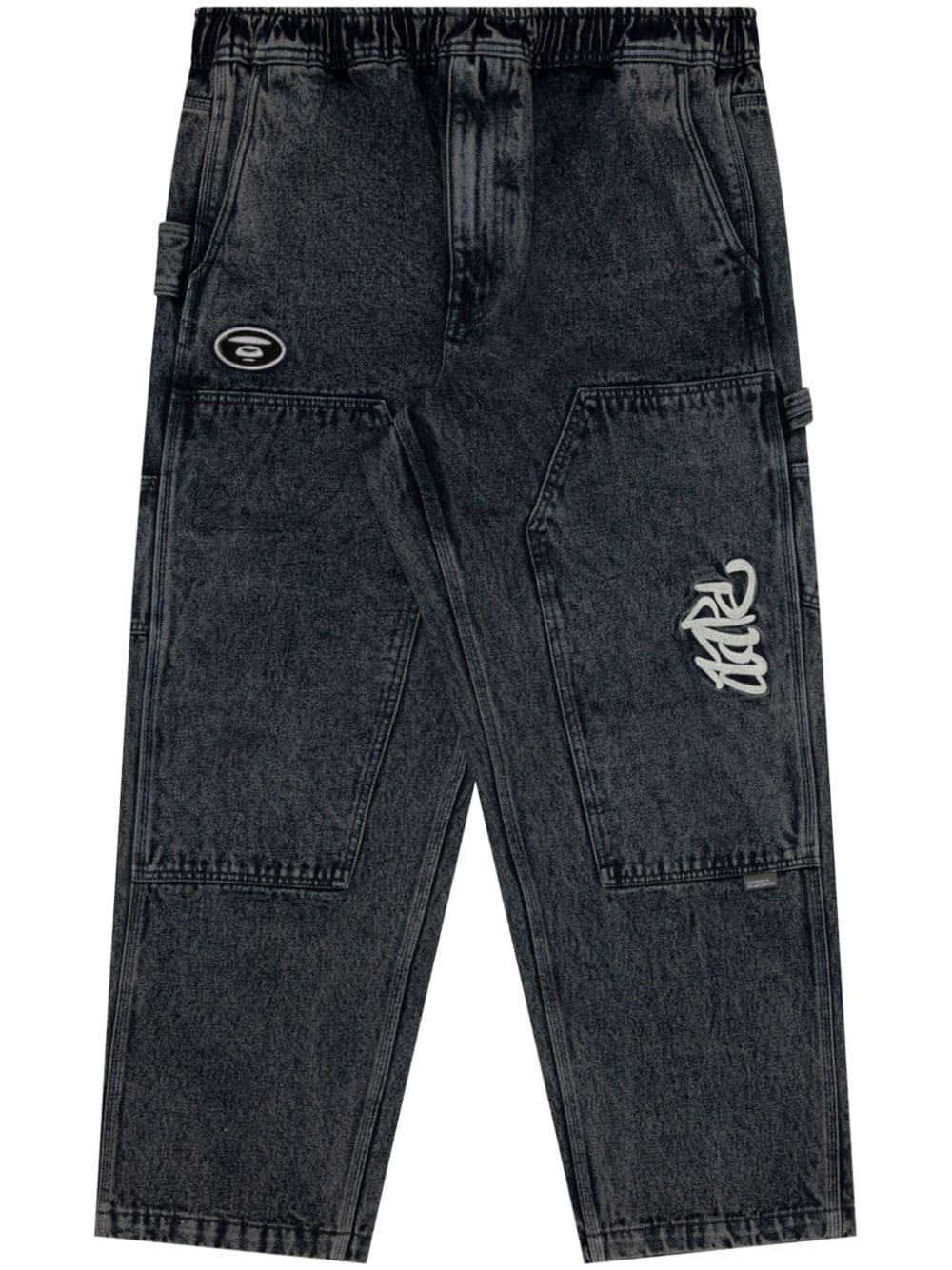 Aape By A Bathing Ape Logo-embroidered Straight-leg Jeans In Black