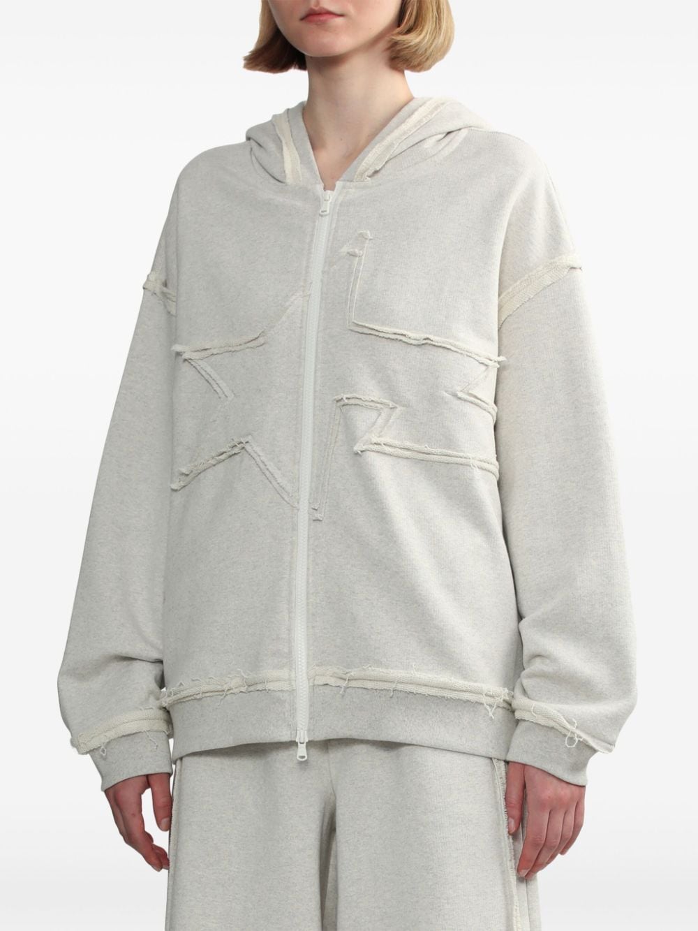 Shop Bapy By *a Bathing Ape® Panelled Cotton Zipped Hoodie In Grey