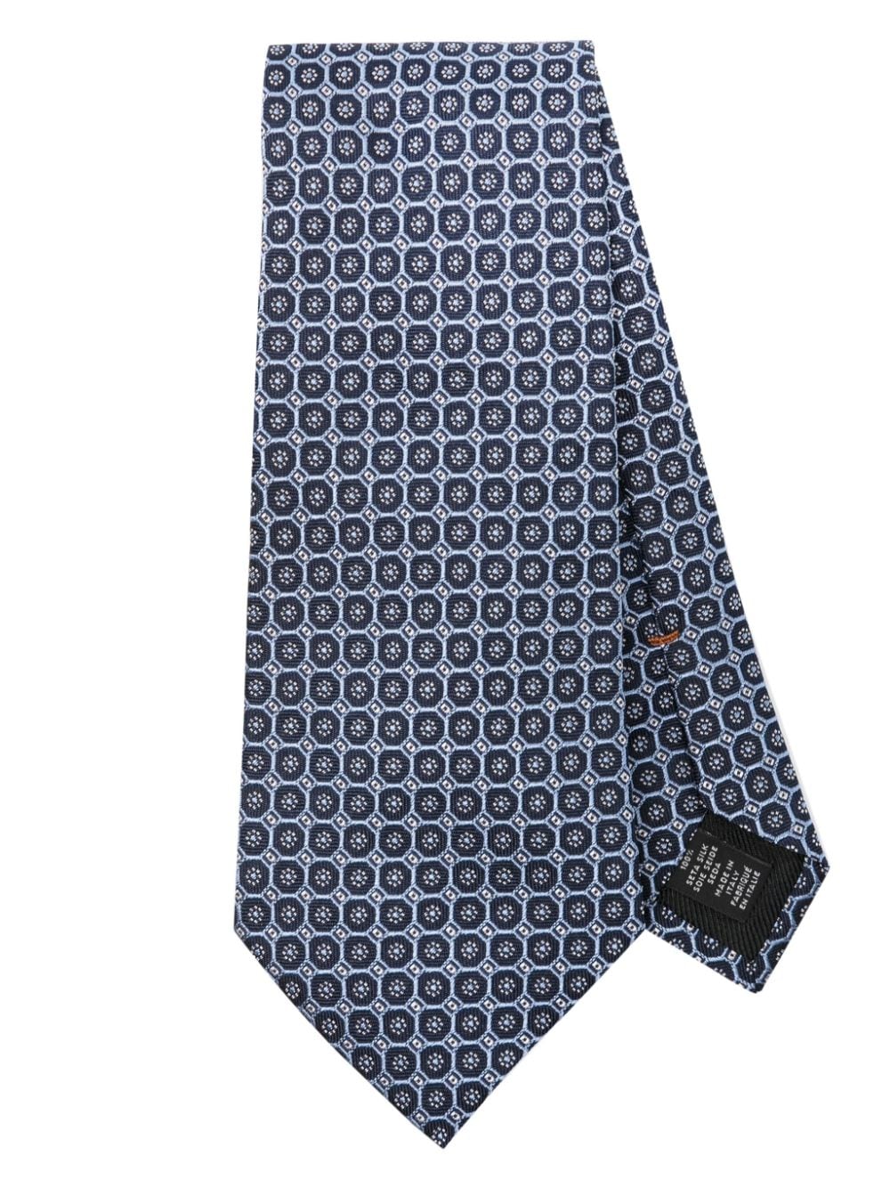 Zegna Geometric-pattern Silk Tie In Blue