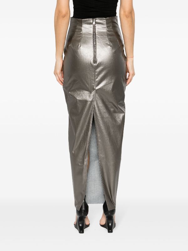 Rick Owens Dirt Pillar coated-denim Skirt | Grey | FARFETCH