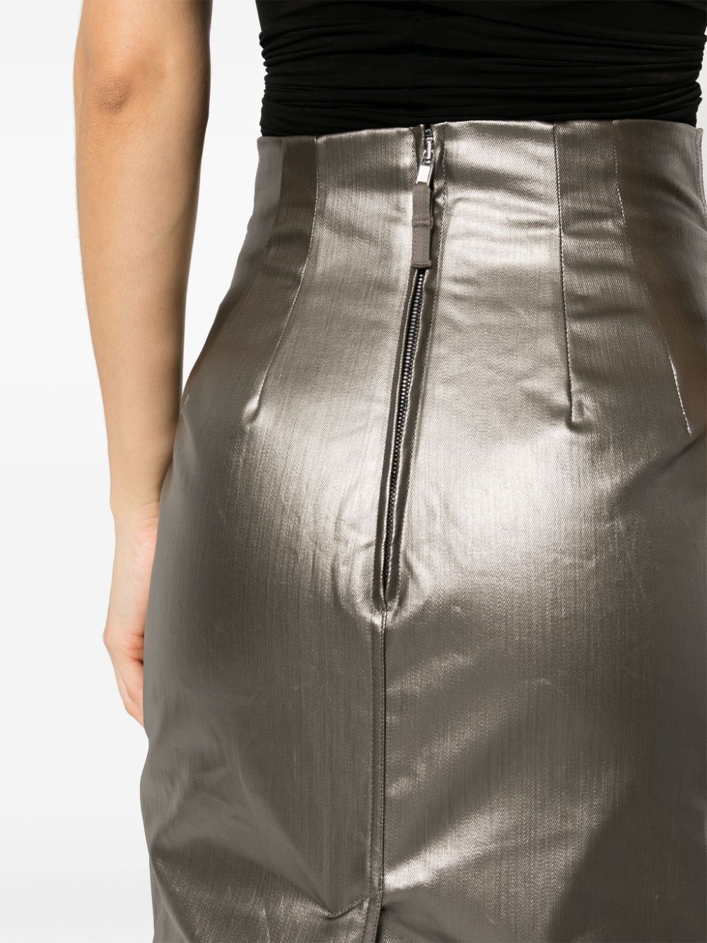 Shop Rick Owens Dirt Pillar Coated-denim Skirt In Grey