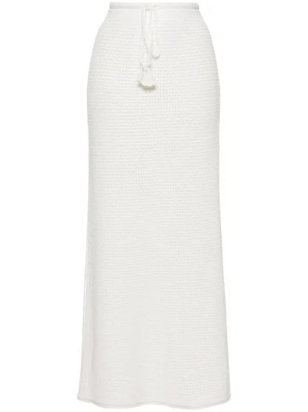 Self-Portrait Sequinned pointelle-knit Maxi Skirt White FARFETCH