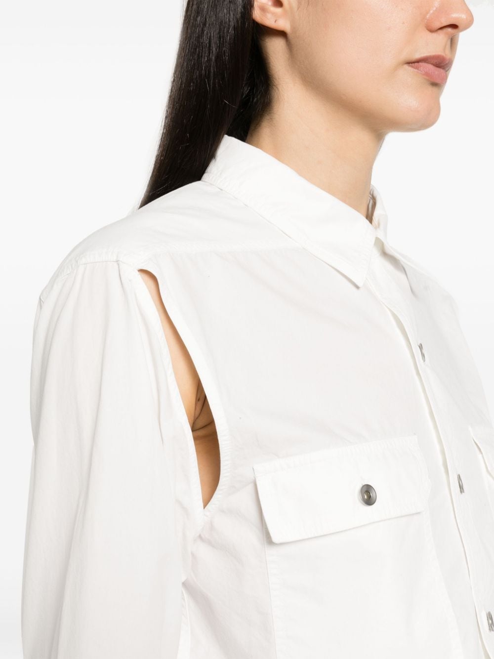 Shop Rick Owens Drkshdw Cut-out Cropped Shirt In White