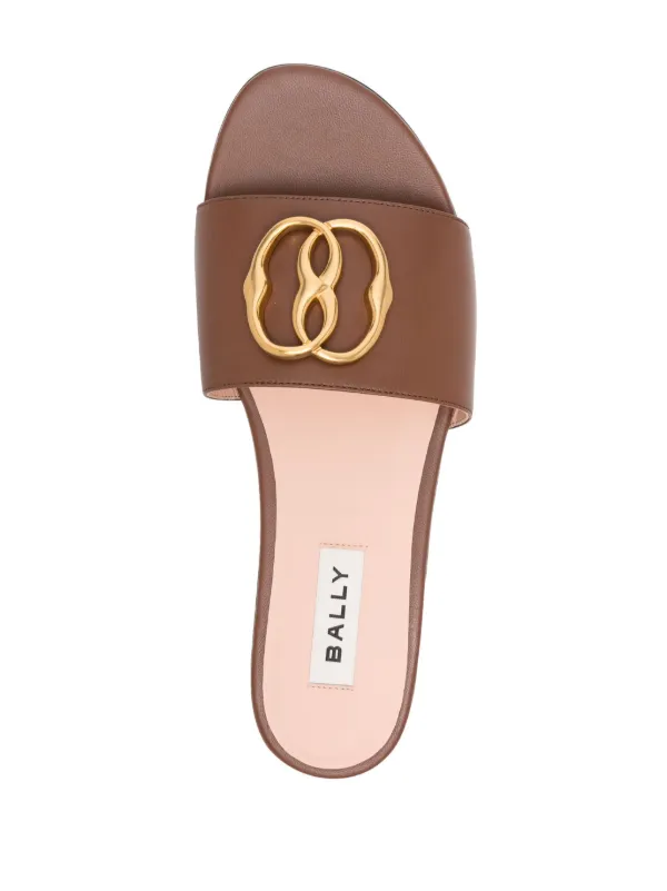 Bally Emblem plaque Leather Slides Brown FARFETCH ZA