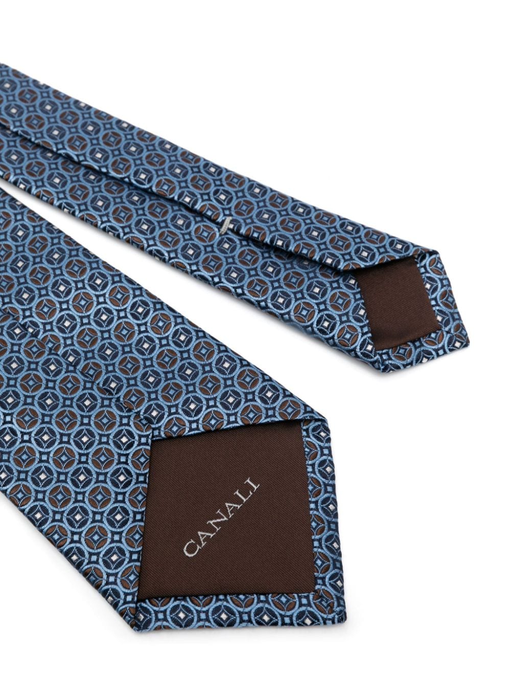 Canali Zijden stropdas met jacquard Blauw