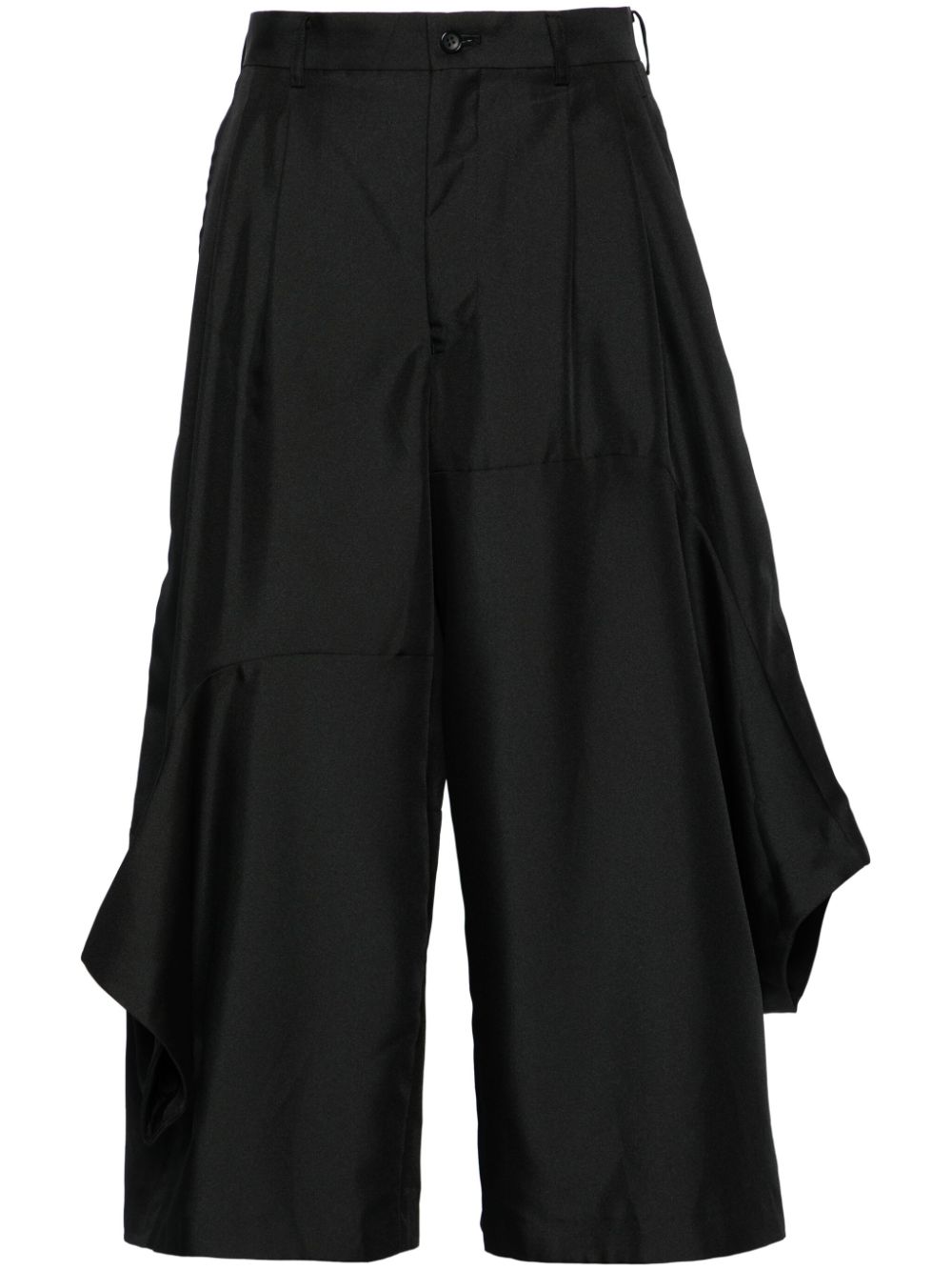 pleated twill cropped trousers