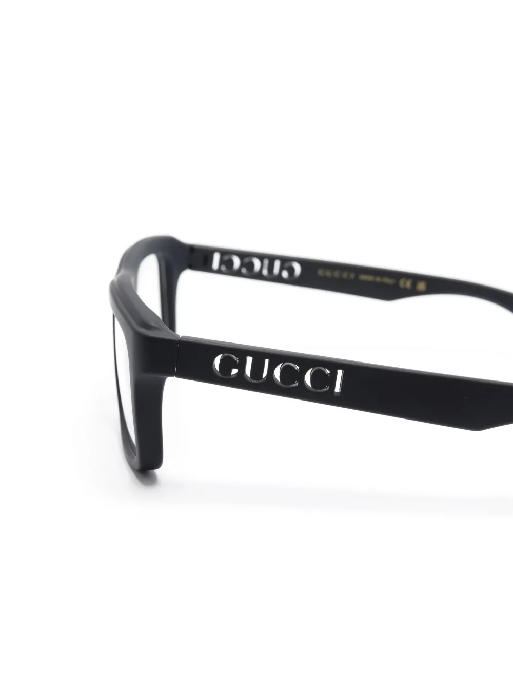 Shop Gucci Rectangle-frame Glasses In Grey