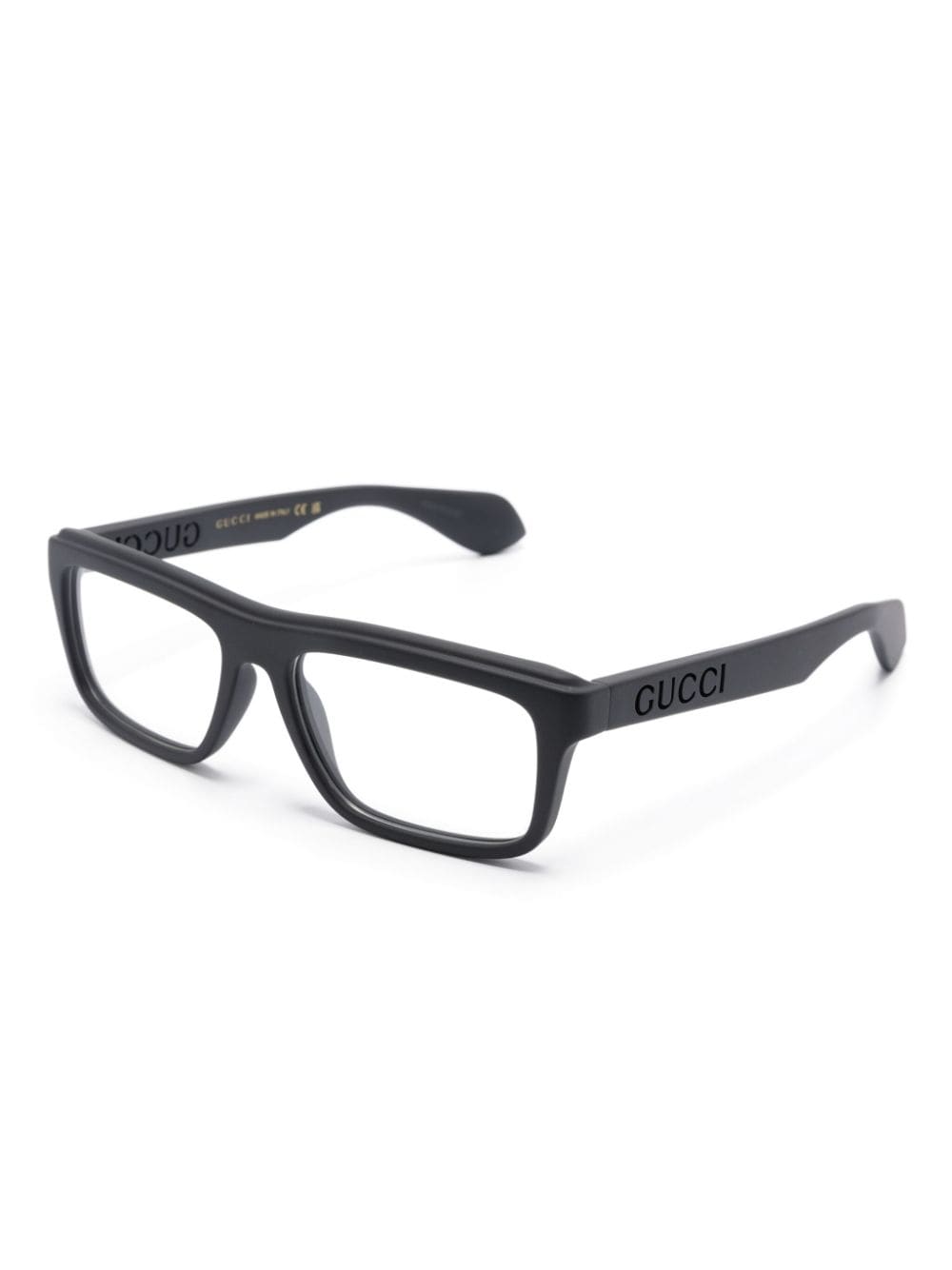Shop Gucci Rectangle-frame Glasses In Grey