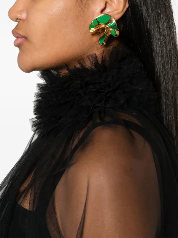 Dolce & Gabbana ruffle-trim Tulle Blouse | Black | FARFETCH