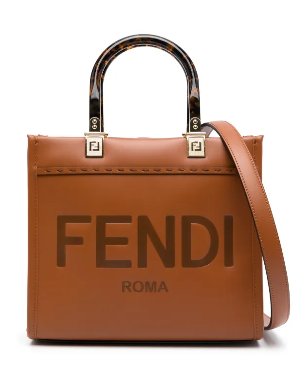 FENDI Small Sunshine Leather Tote Bag Brown FARFETCH IE