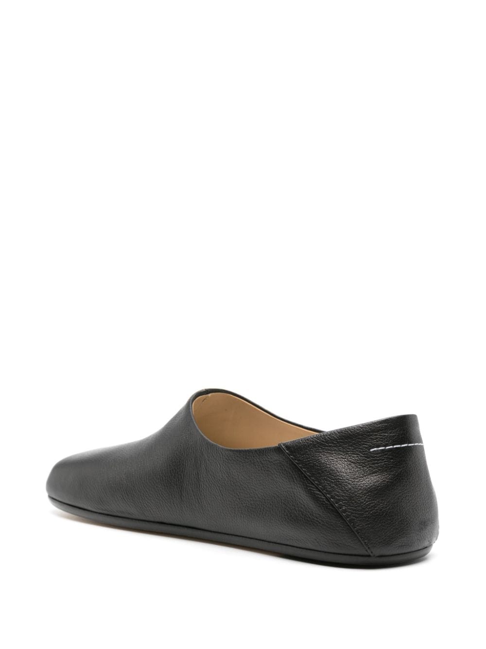 Shop Mm6 Maison Margiela Asymmetric-toe Leather Slippers In Black