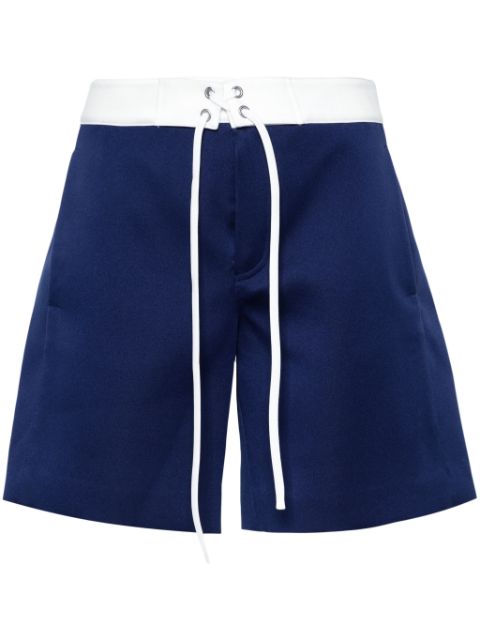 Miu Miu logo-patch felted shorts Women