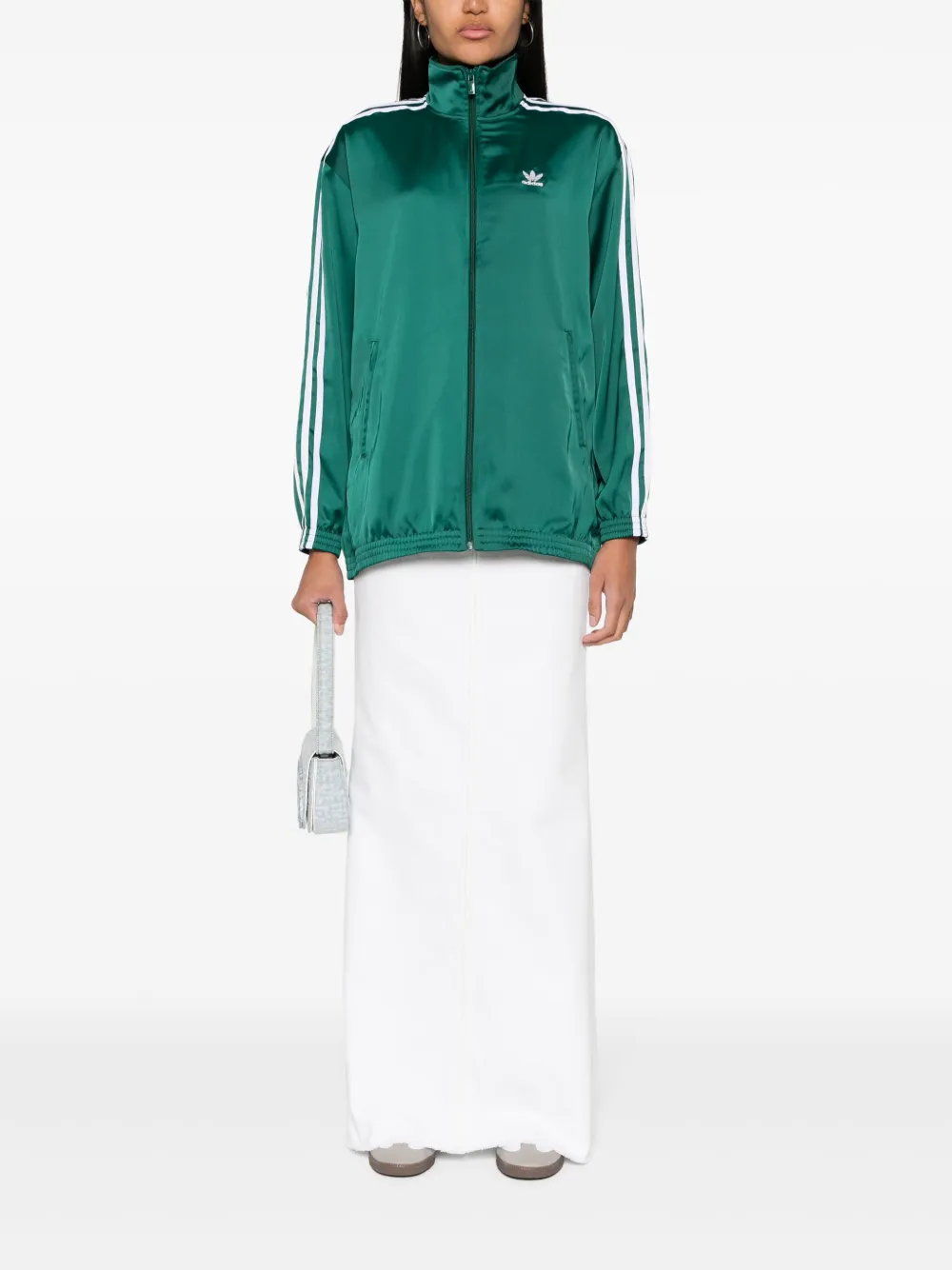 adidas Jaqueta de cetim com 3 listras | Jaqueta oversized | Image 2
