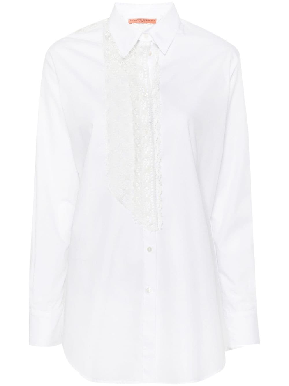 Shop Ermanno Scervino Lace-panels Cotton Shirt In White