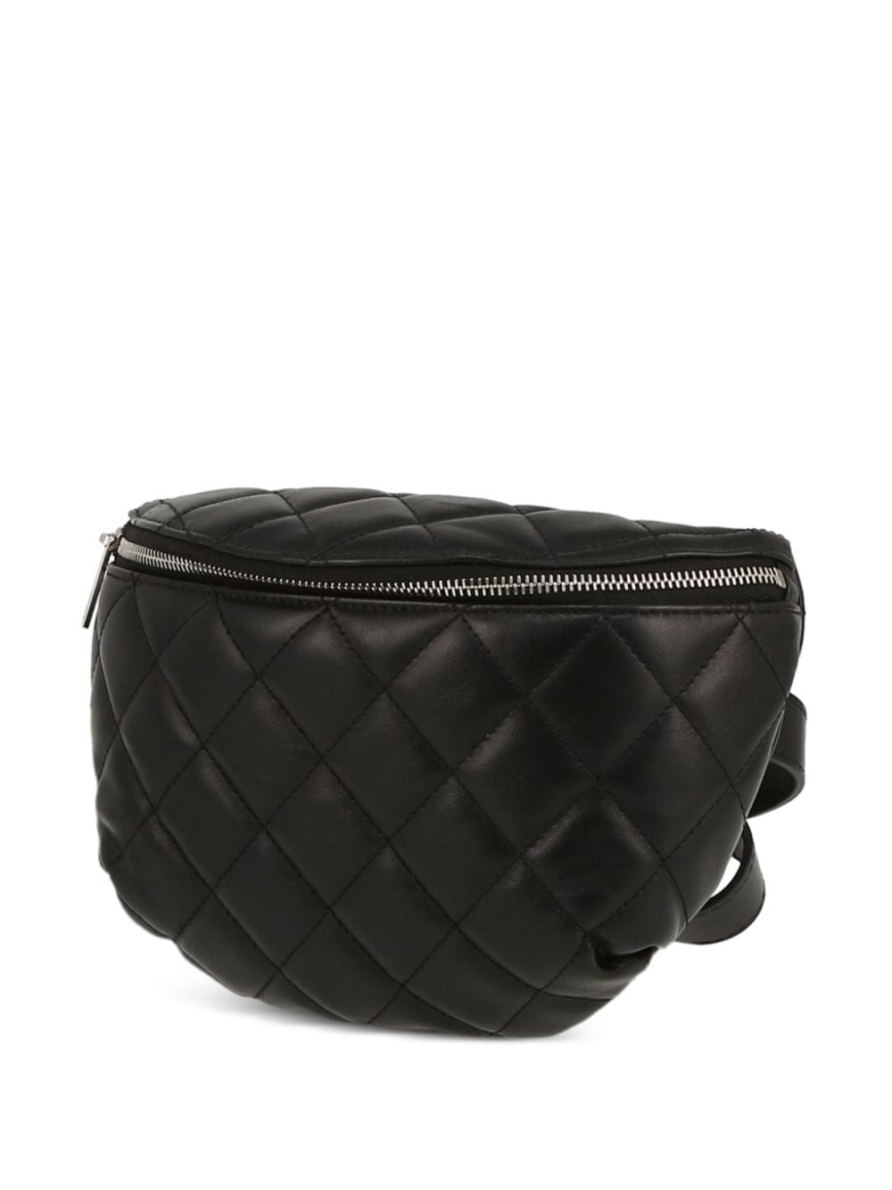 Pre-owned Chanel Diamond-quilted Leather Belt Bag In Black